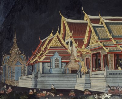 Detail of King Mongkut watching an eclipse of the sun by Thai School